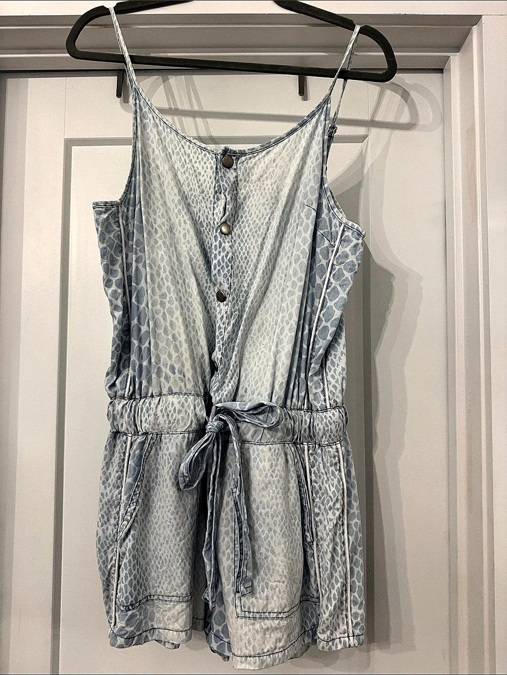 Vintage Havana Animal Print Romper in Blue & White Size Medium
